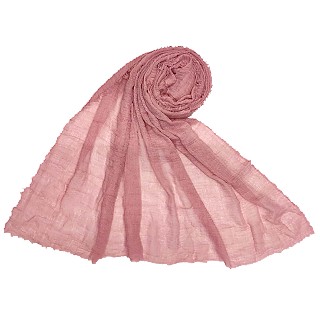 Plain stole in crinkled cotton fabric - Pink
